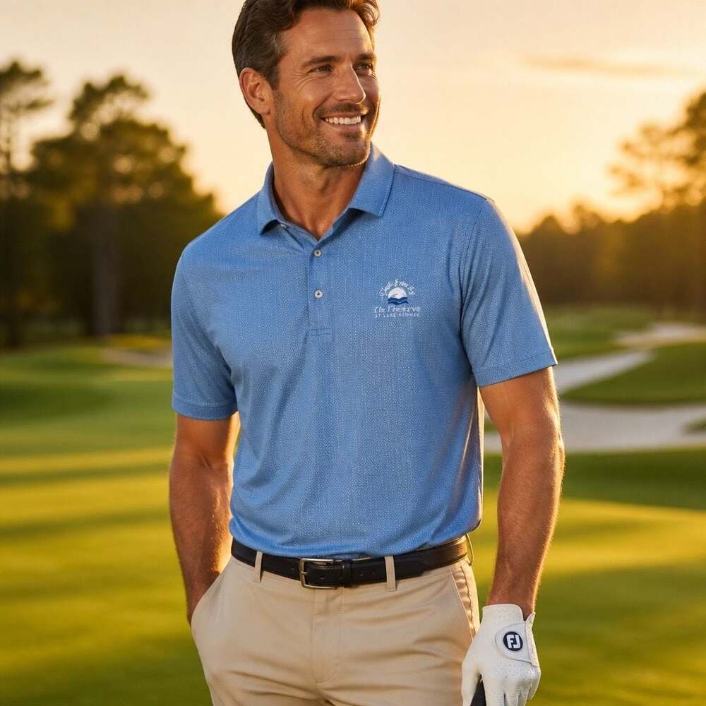 Donald Ross Sportswear Teeth of the Dog Casa de Campo Geometric Pattern Polo XL